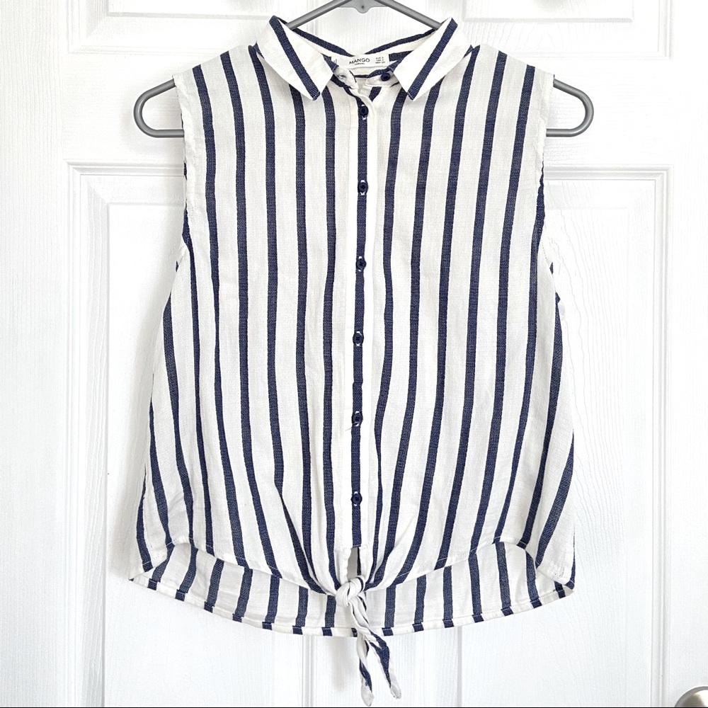 Mango Sleeveless Button Down Top